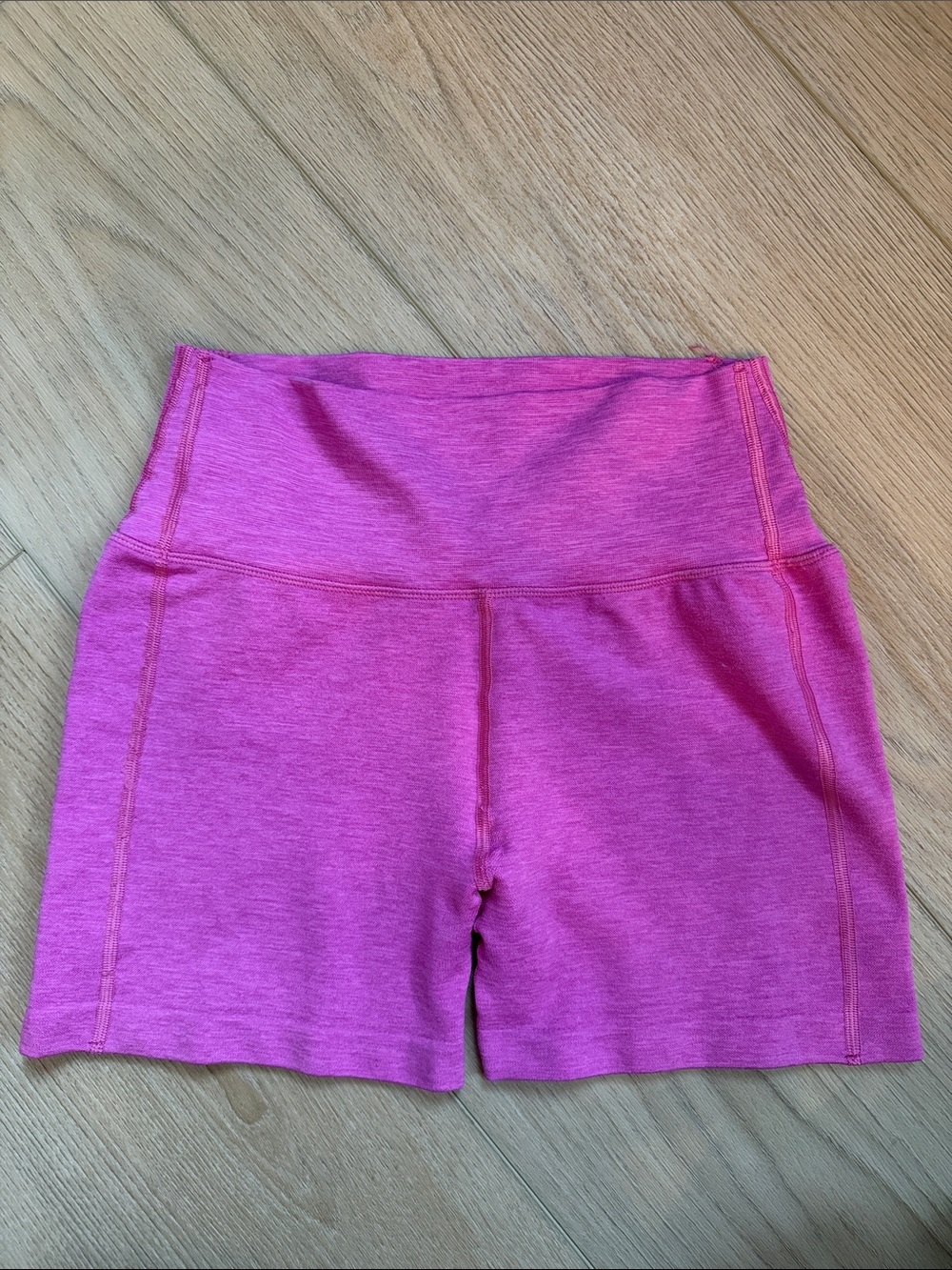 Alphalete High-Waist Heathered Pink Workout Shorts